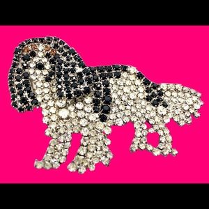 King Charles Cavalier Dog Brooch Crystal Canine